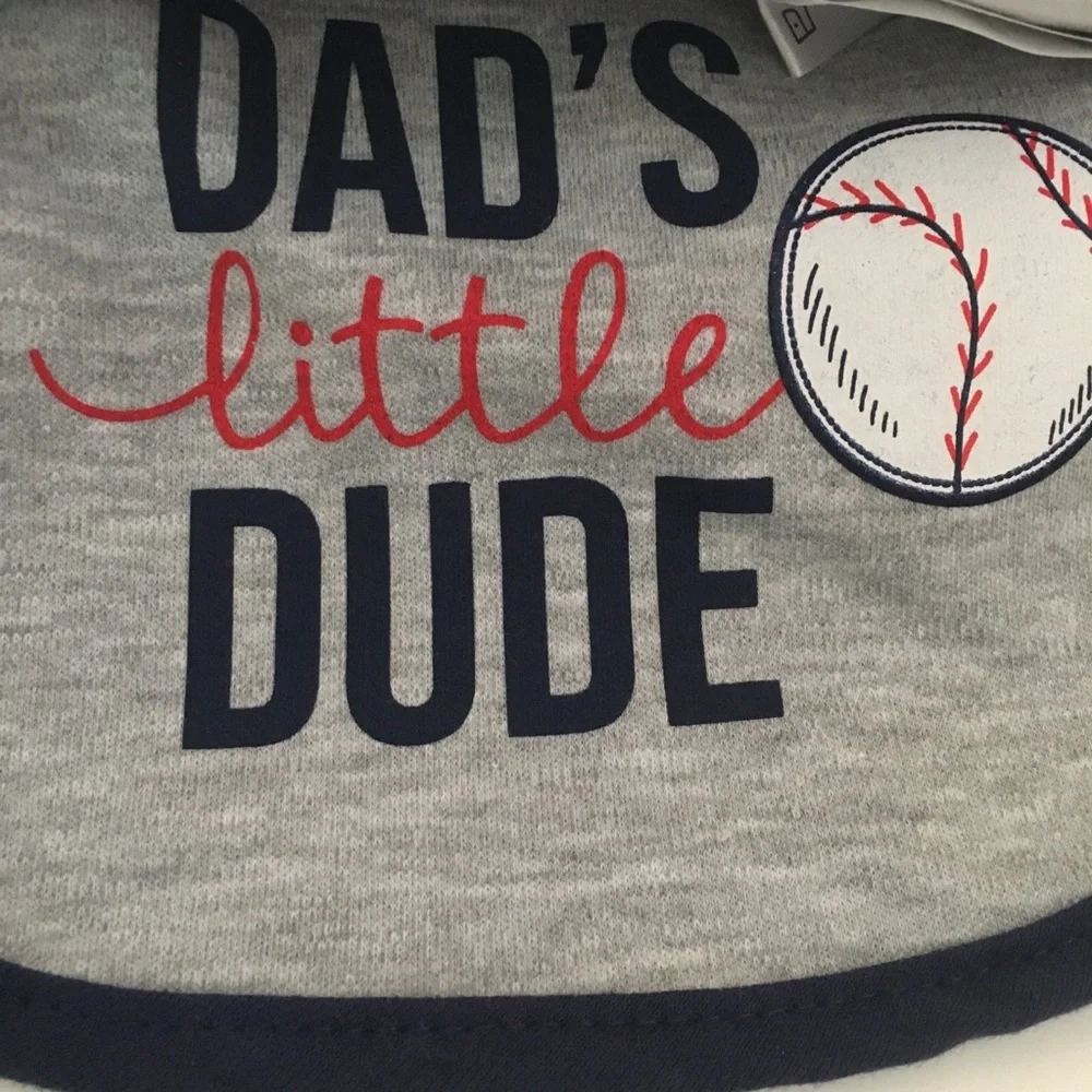 NEW Bib Set 5 pk 0-9M Baseball and Sports Theme | Duck Duck Goose